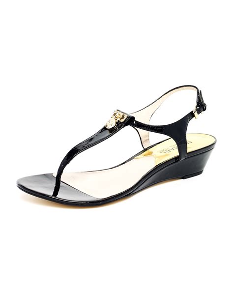 michael by michael kors mariana patent leather thong wedge sandal|Ready.